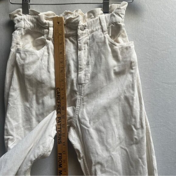 Zara paper bag high waist corduroy slim fit pants Sz 2 /24” - Picture 8 of 11